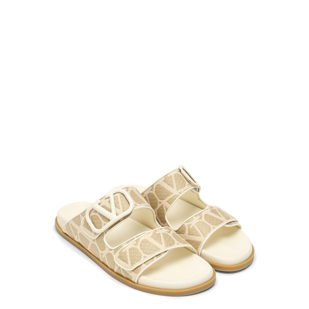 Sandales - Valentino Garavani Toile Iconographe Flat - Ivory