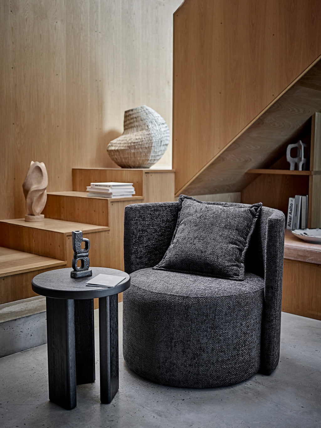 Mimola - Table D'Appoint - Noir - Sapin