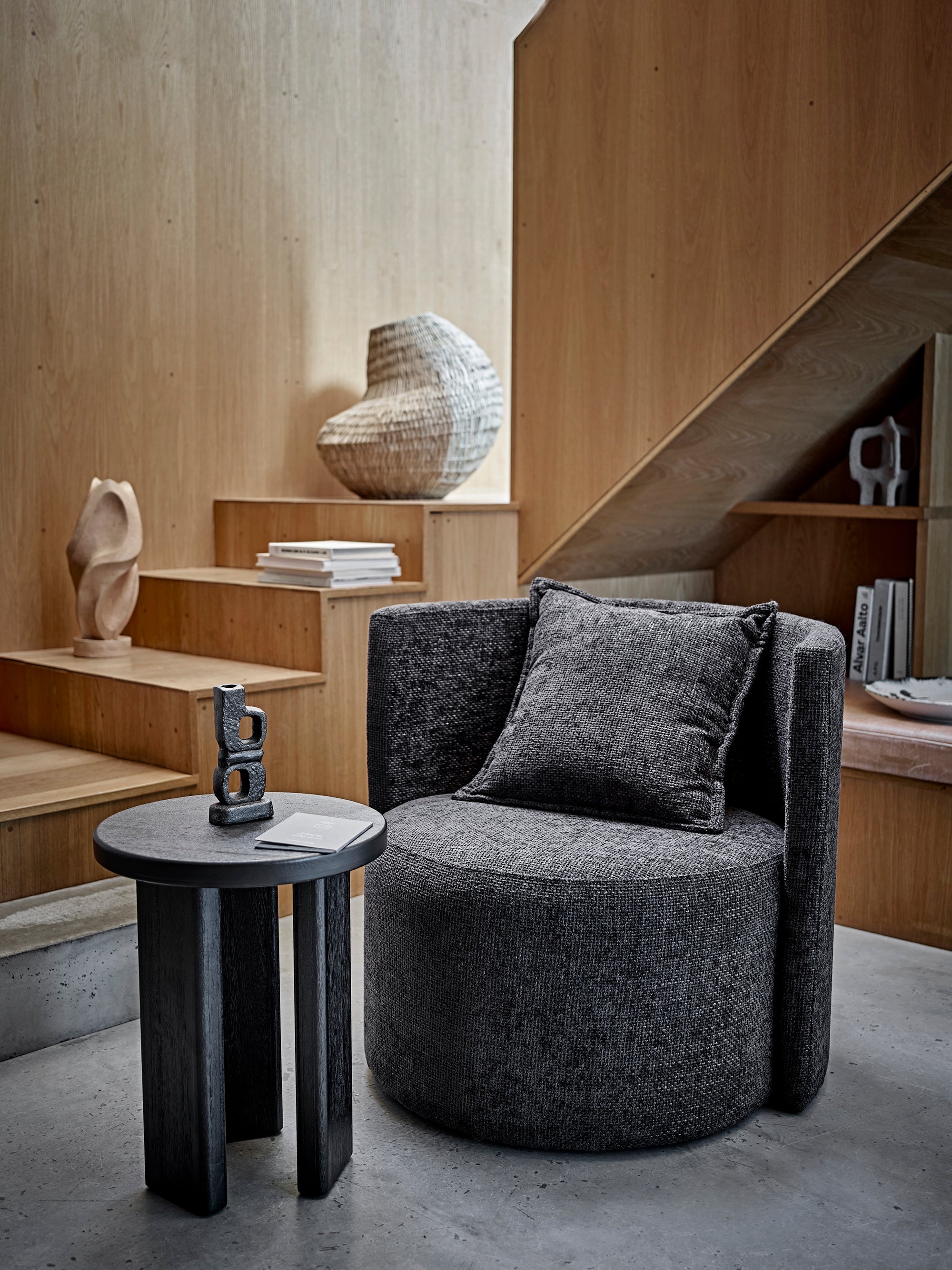 Mimola - Table D'Appoint - Noir - Sapin