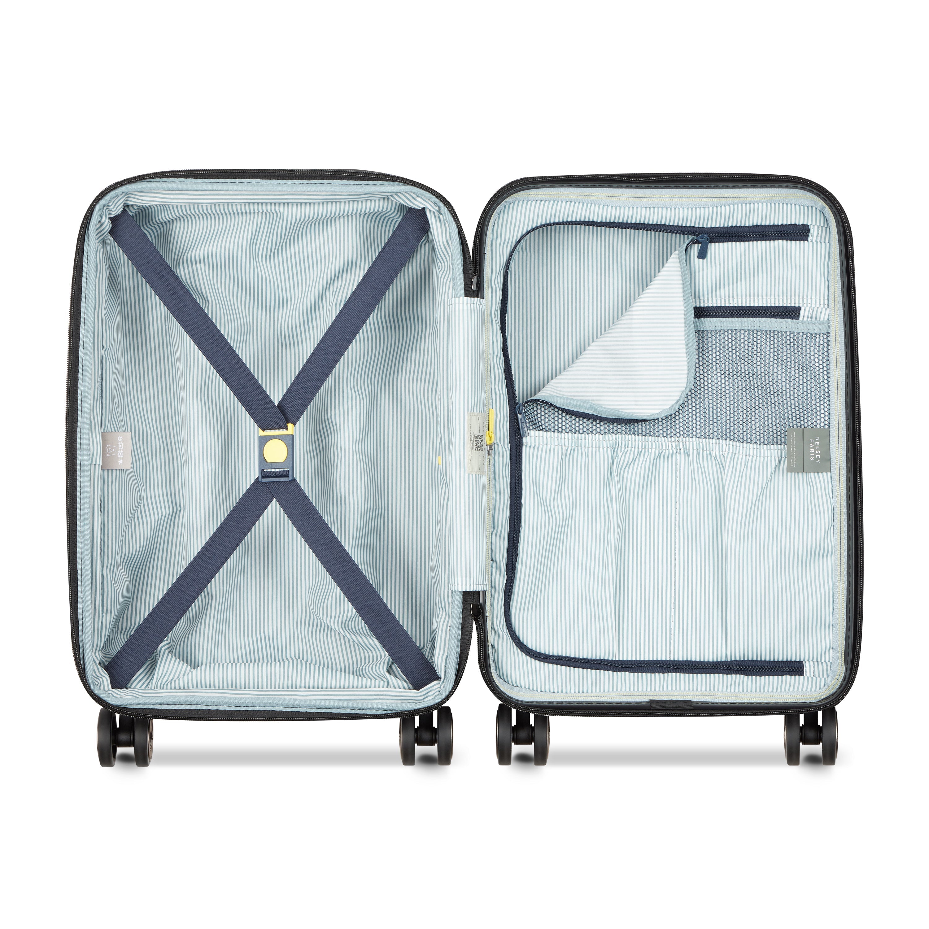 Valise Trolley Cabine Extensible 4 Doubles Roues 55 Cm - Bleu