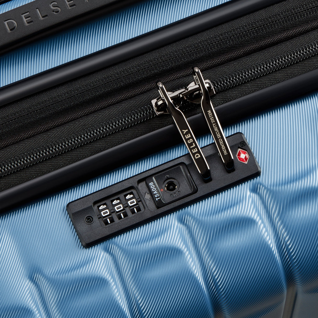 Valise Trolley Cabine Extensible 4 Doubles Roues 55 Cm - Bleu