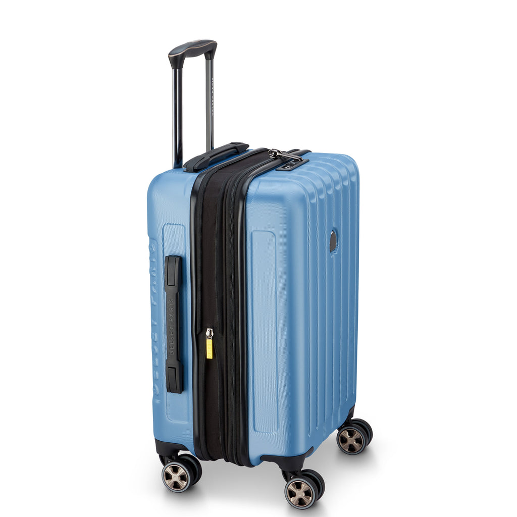 Valise Trolley Cabine Extensible 4 Doubles Roues 55 Cm - Bleu