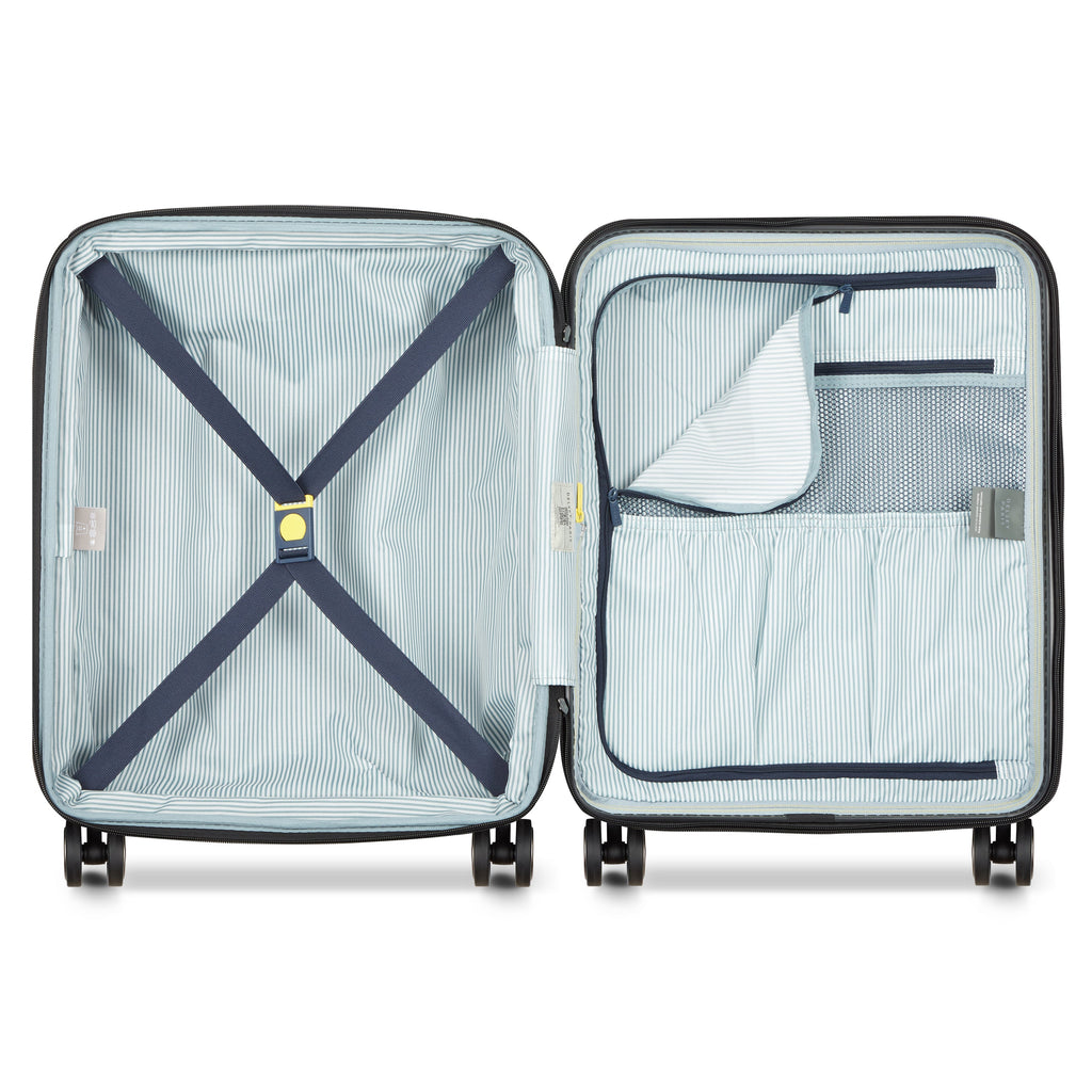 Valise Trolley Cabine Slim Extensible 4 Doubles Roues 55 Cm - Bleu