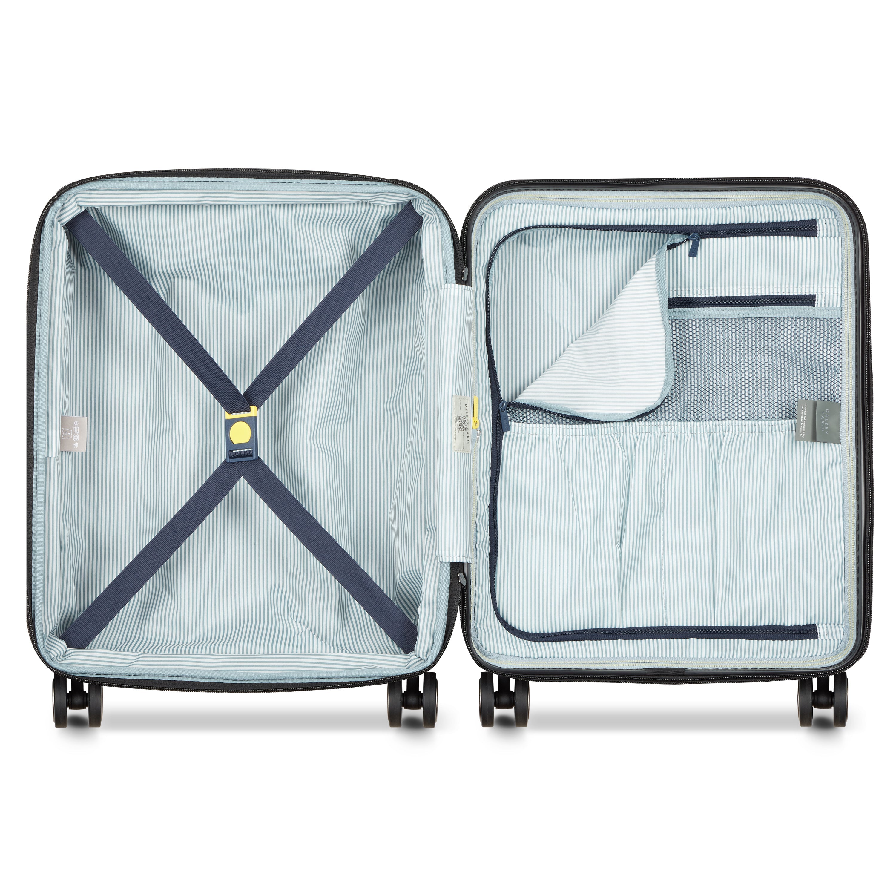 Valise Trolley Cabine Slim Extensible 4 Doubles Roues 55 Cm - Bleu