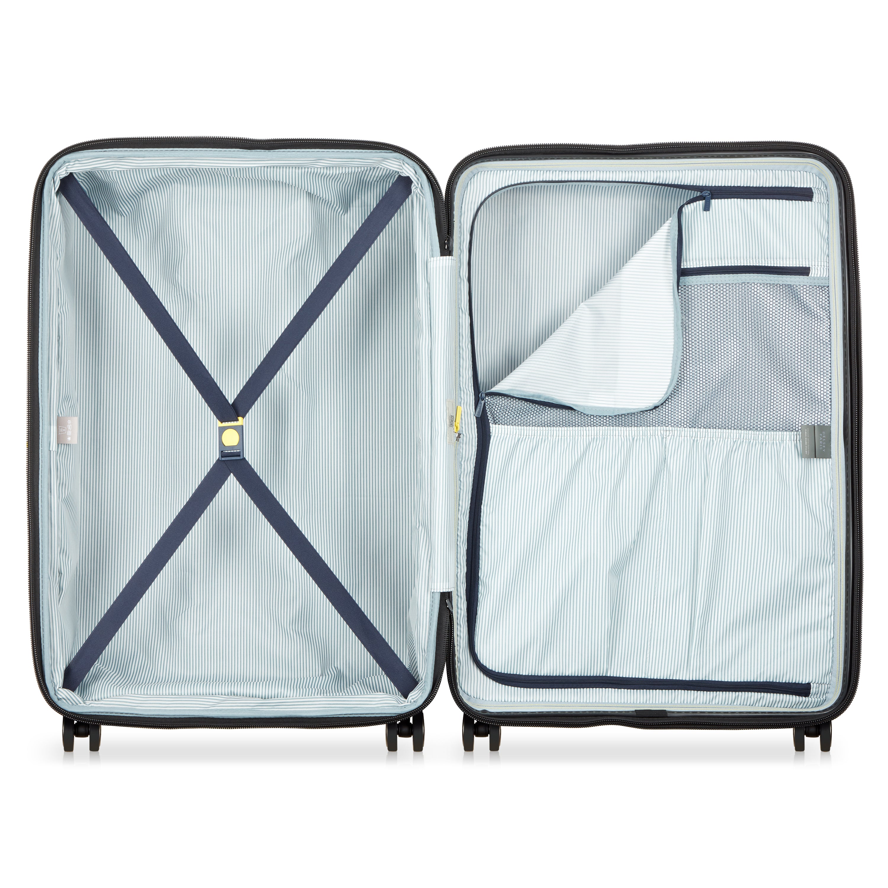Valise Trolley Extensible 4 Doubles Roues (76 Cm - Bleu