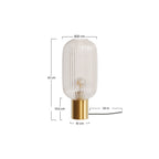 dimensions lampe a poser en verre cannele et dore