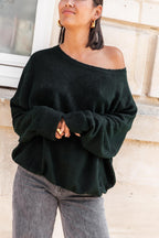 DOUCEUR Vert Foncé - Pull Loose
