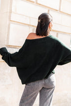 DOUCEUR Vert Foncé - Pull Loose