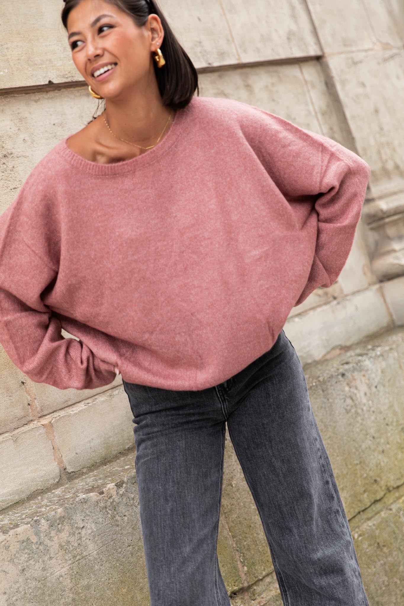 DOUCEUR Vieux Rose - Pull Loose