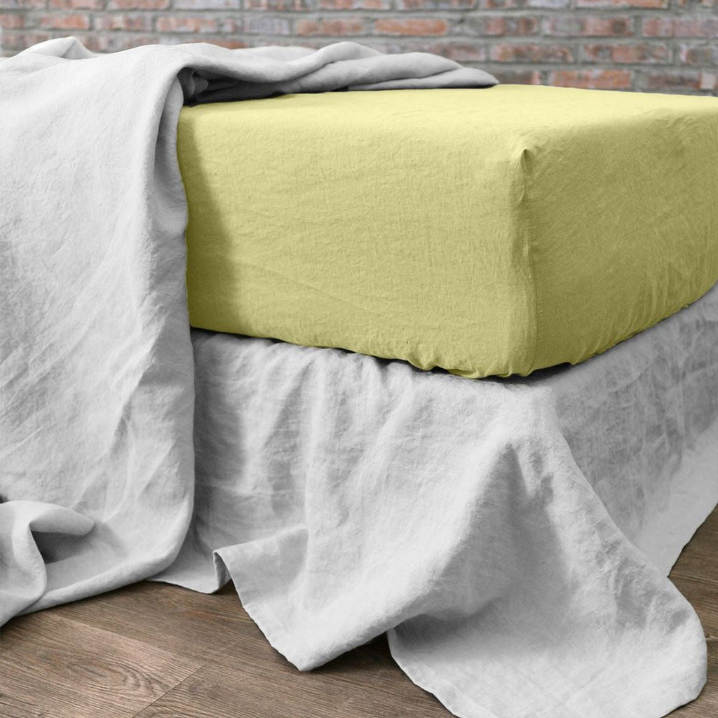 Drap Housse 100% Lin Lavé 160G Beurre - Baton Rouge - The Bradery