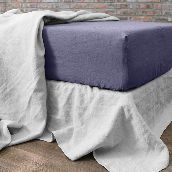 Drap Housse 100% Lin Lavé 160G Mineral - Baton Rouge - The Bradery