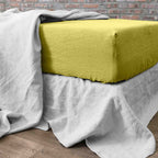 Drap Housse 100% Lin Lavé 160G Poire - Baton Rouge - The Bradery