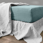 Drap Housse 100% Lin Lavé Bleu Stone - Baton Rouge - The Bradery