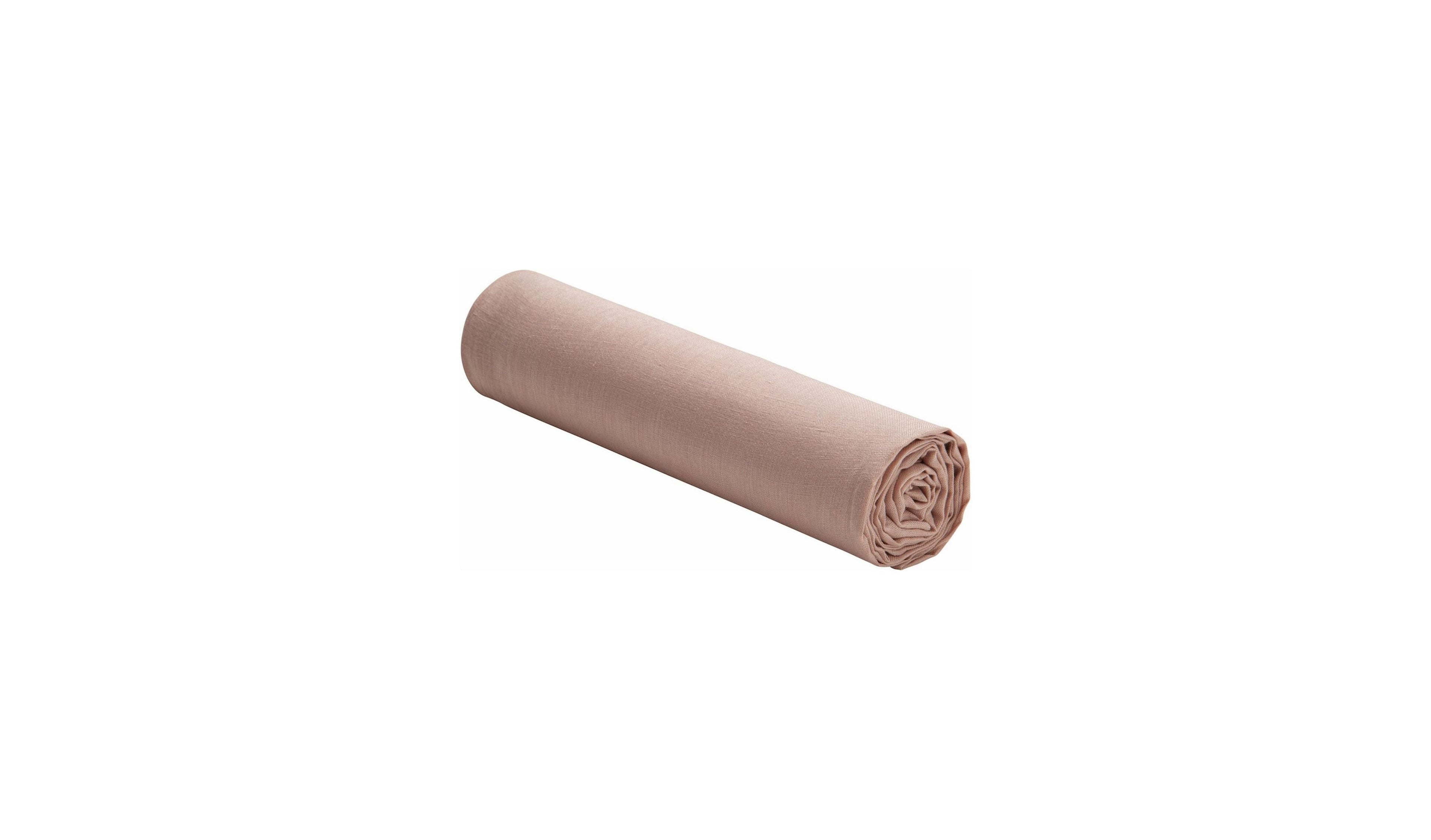 Drap Housse 100% Lin Lavé Rose Nude - Baton Rouge - The Bradery