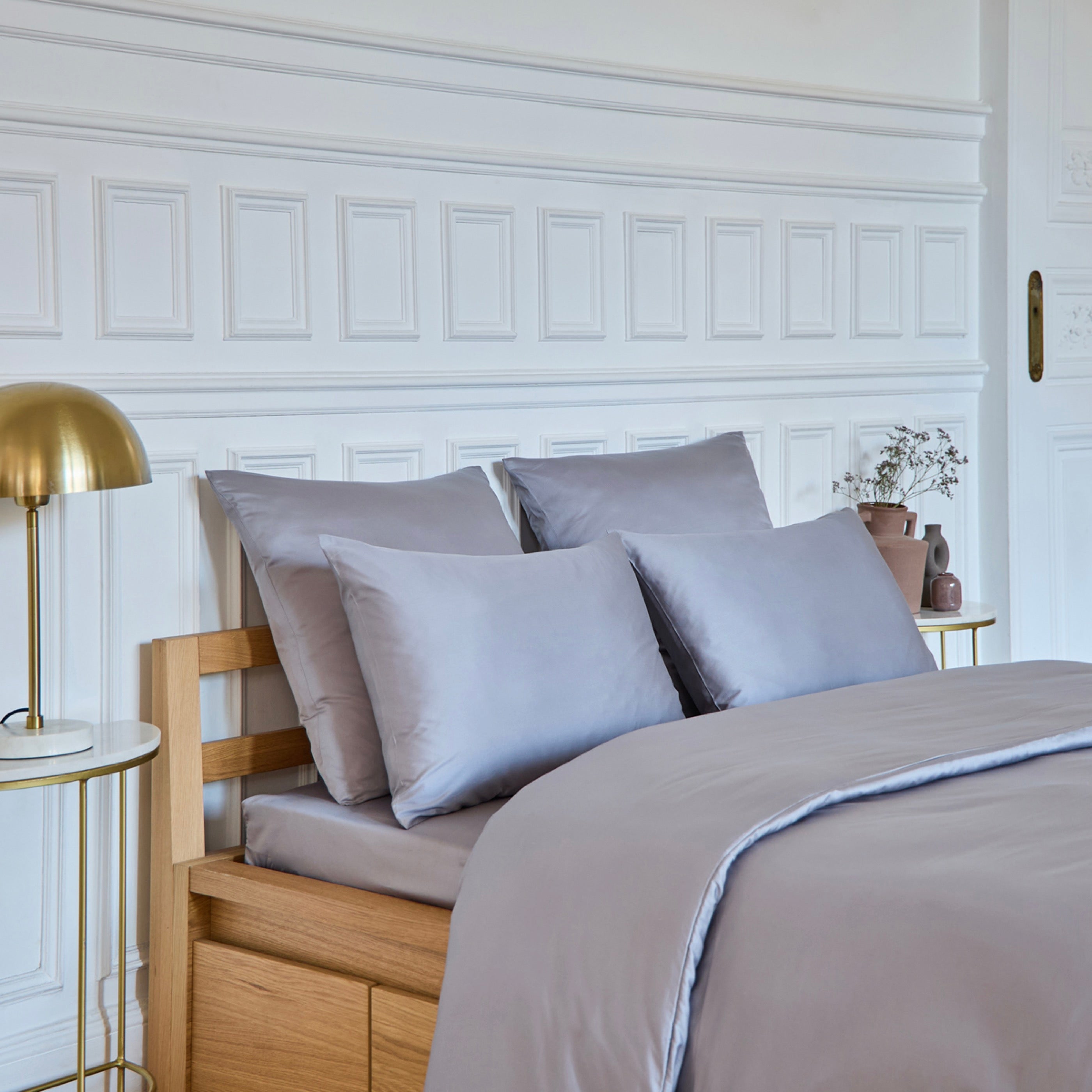 Drap Housse Alexane - 100% Satin De Coton - Gris