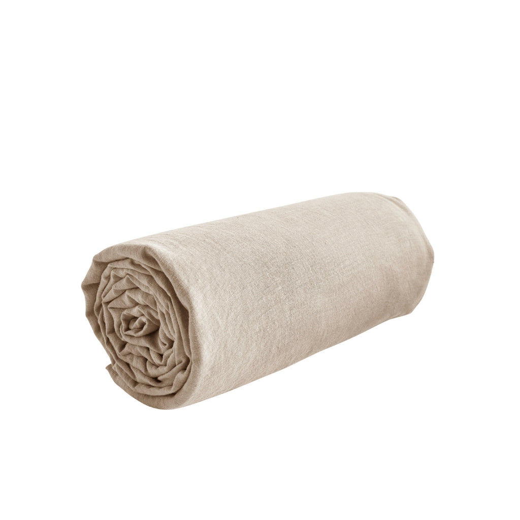 Drap Housse Brunelle - 100% Lin Lavé - Naturel