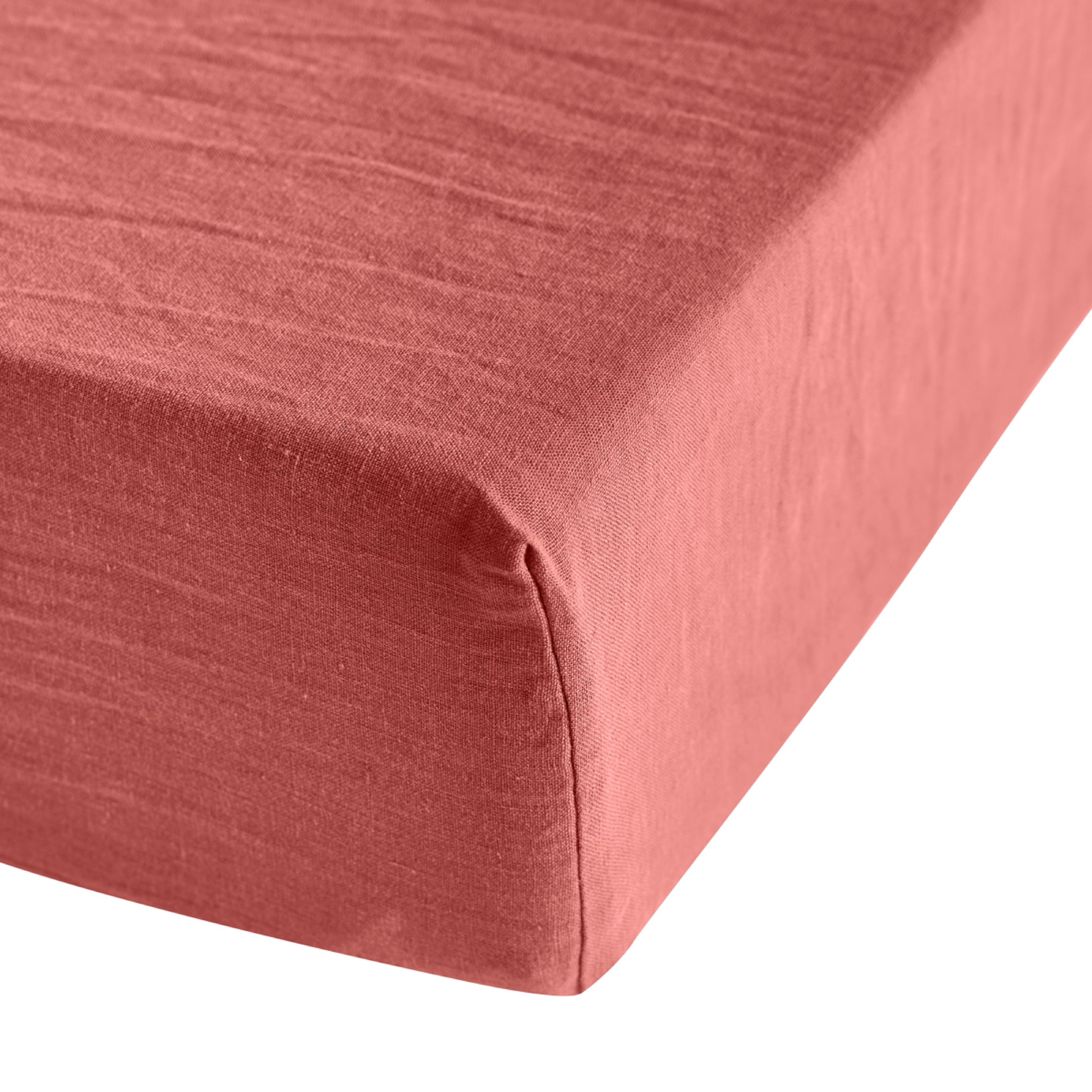 Drap Housse Brunelle - 100% Lin Lavé - Terracotta