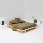 Drap Plat En Lin Lavé - Olive - MOST - The Bradery