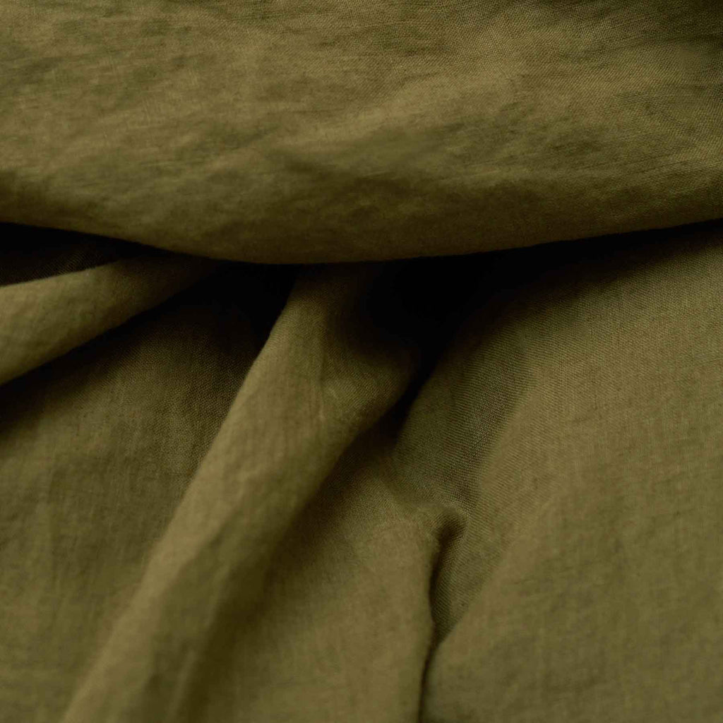 Drap Plat En Lin Lavé - Olive - MOST - The Bradery