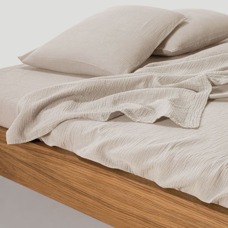 Drap Plat En Gaze De Coton 185G/M² - Beige Sable