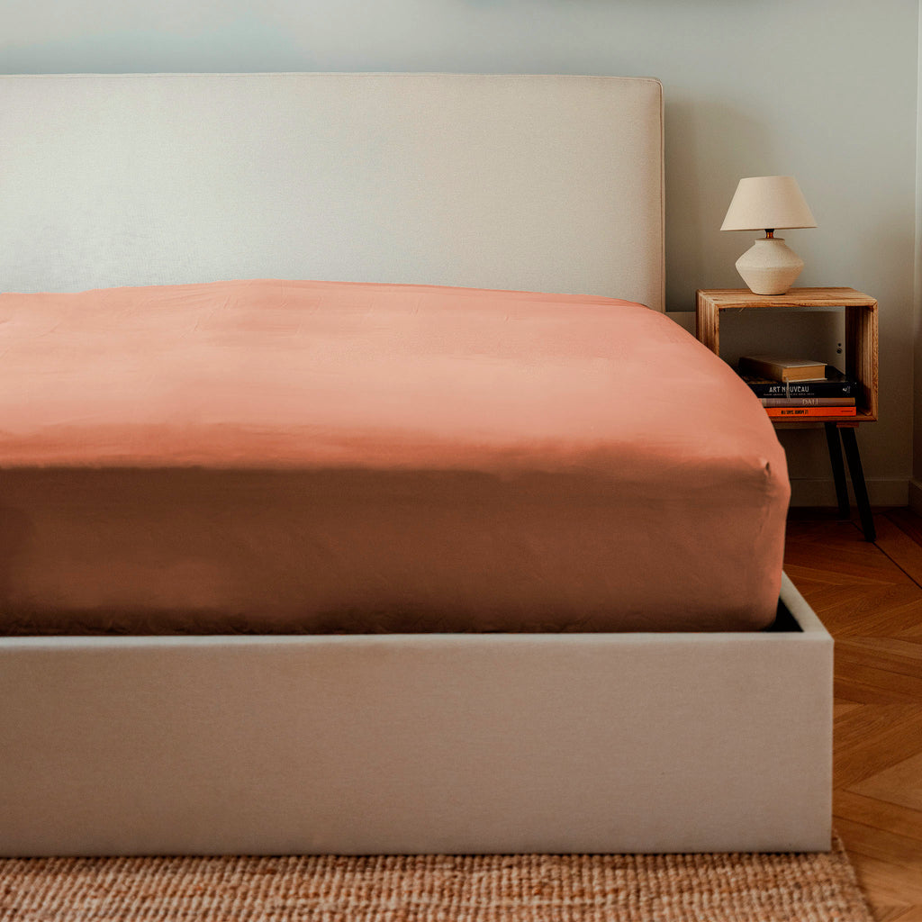 Housse De Couette Percale De Coton - Terracotta