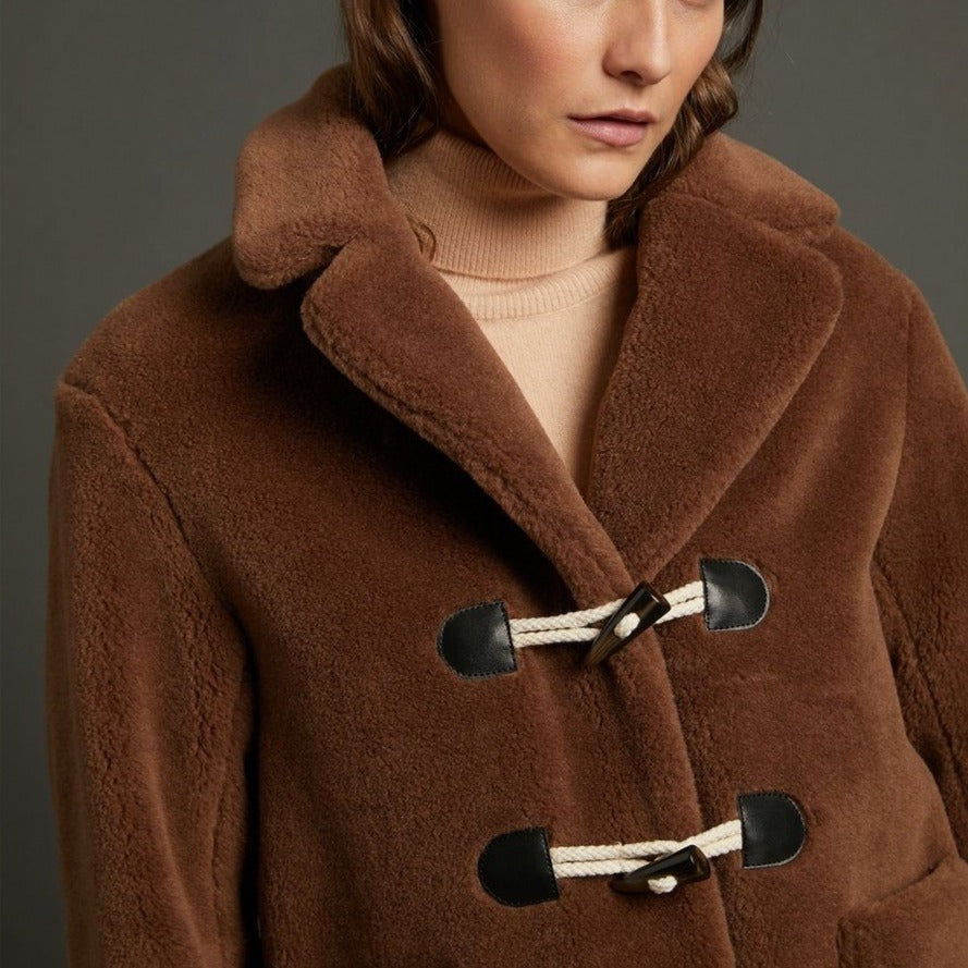 Duffle-Coat Court Fausse Fourrure - Marron - Femme VESTES ET MANTEAUX Cyrillus
