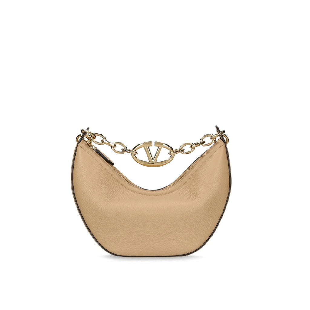 Valentino Garavani Gate V-Logo Leather Bag - Beige - Femme