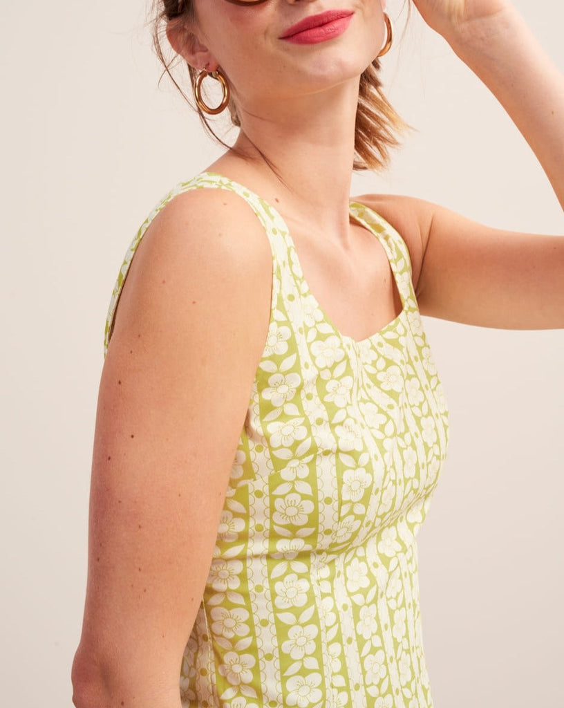 Anita Dress - Fleuri Anise Stripe