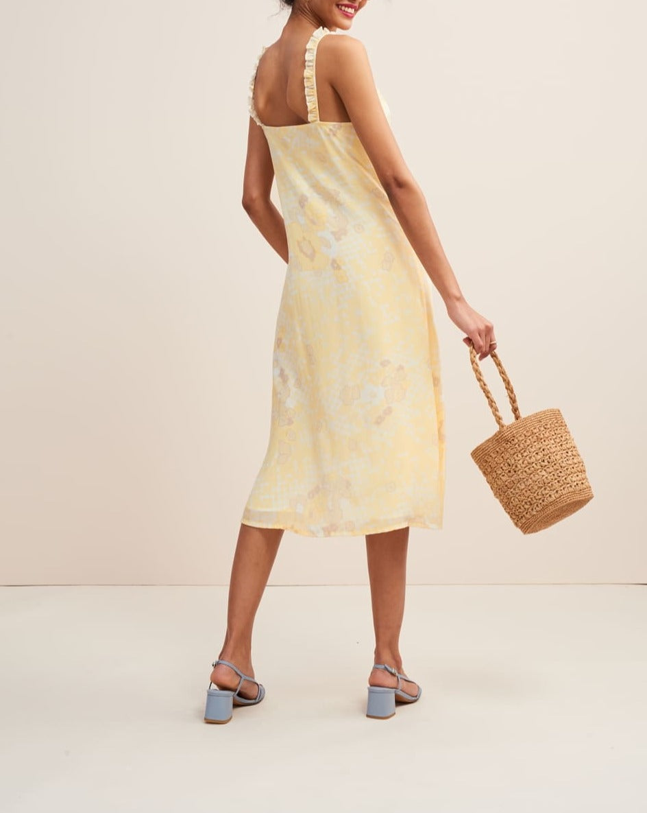 Robe Carlita - Vichy Fleuri Paille