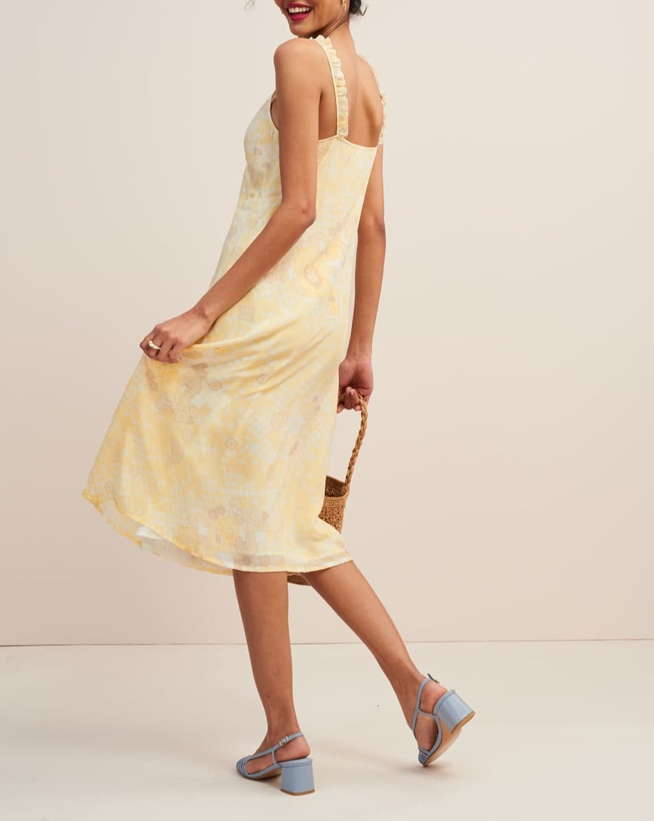 Robe Carlita - Vichy Fleuri Paille