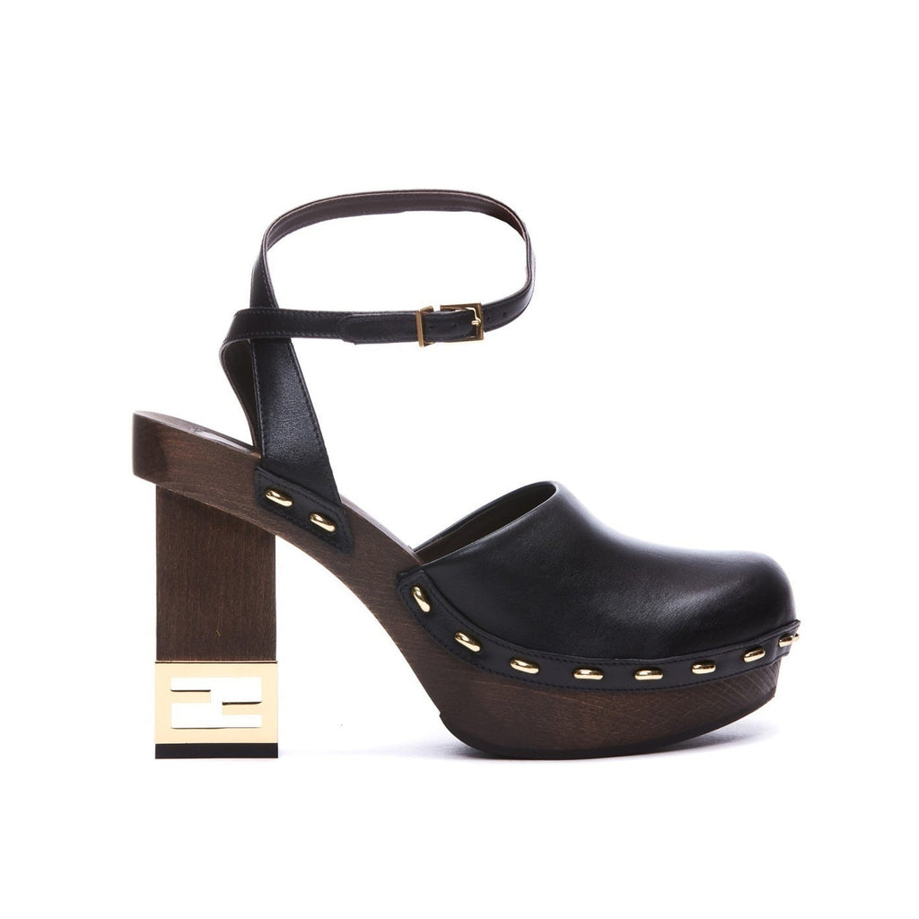 Escarpins Fendi Decorative Heel Leather - Black - Femme