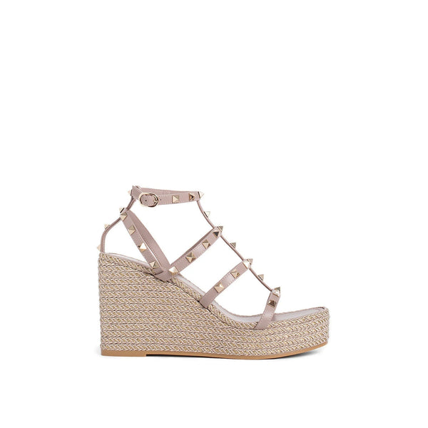Sandales Valentino Garavani Rockstud Wedge - Beige - Femme