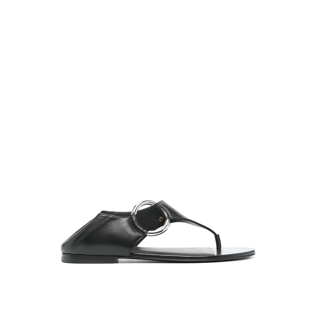 Sandales Saint Laurent Ring Leather - Black - Femme