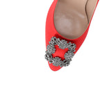 Escarpins Manolo Blahnik Hangisi 090 Satin - Red - Femme