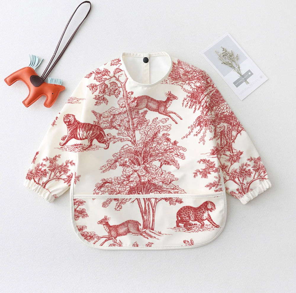 Tablier-Bavoir "L'Amore" - Brique - Inspiration Toile De Jouy