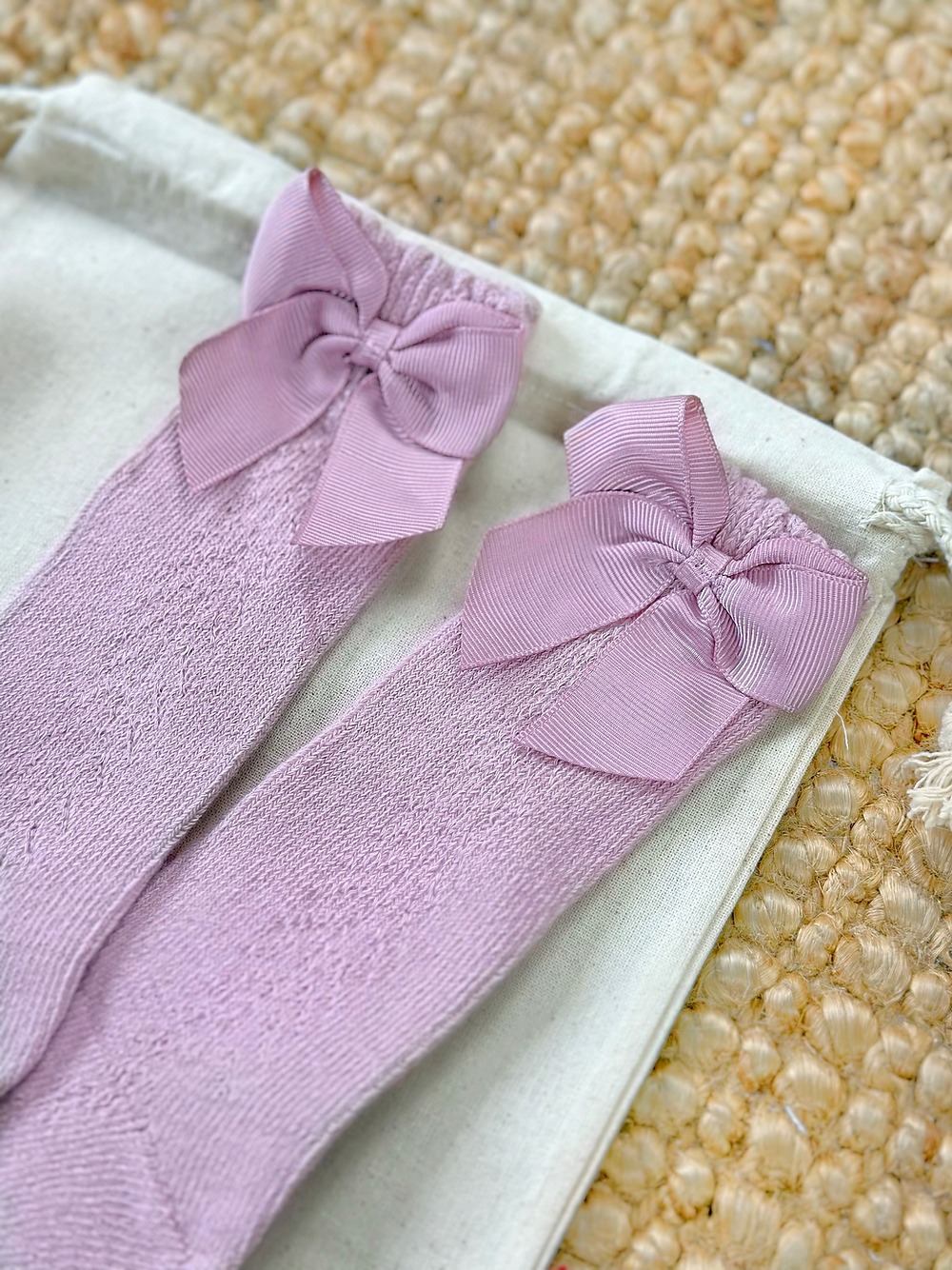 Les Petits Noeuds - Chaussettes Hautes - Rose Perle