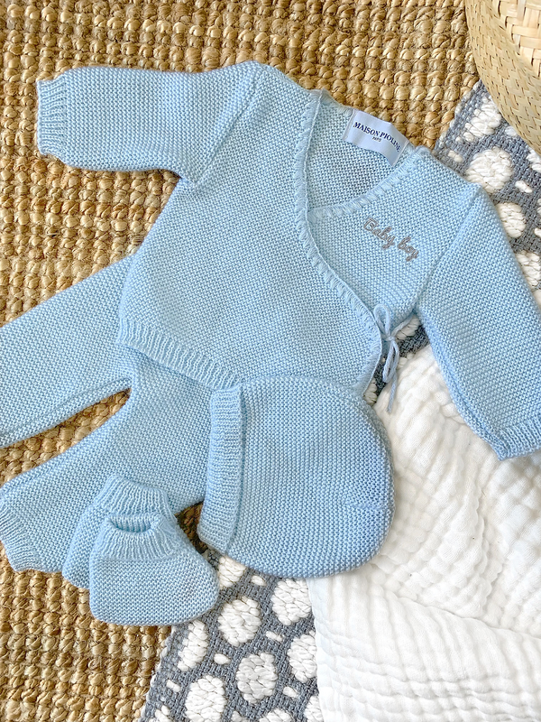 La Petite Perle - Bleu Nuage Trousseau De Naissance - À Personnaliser