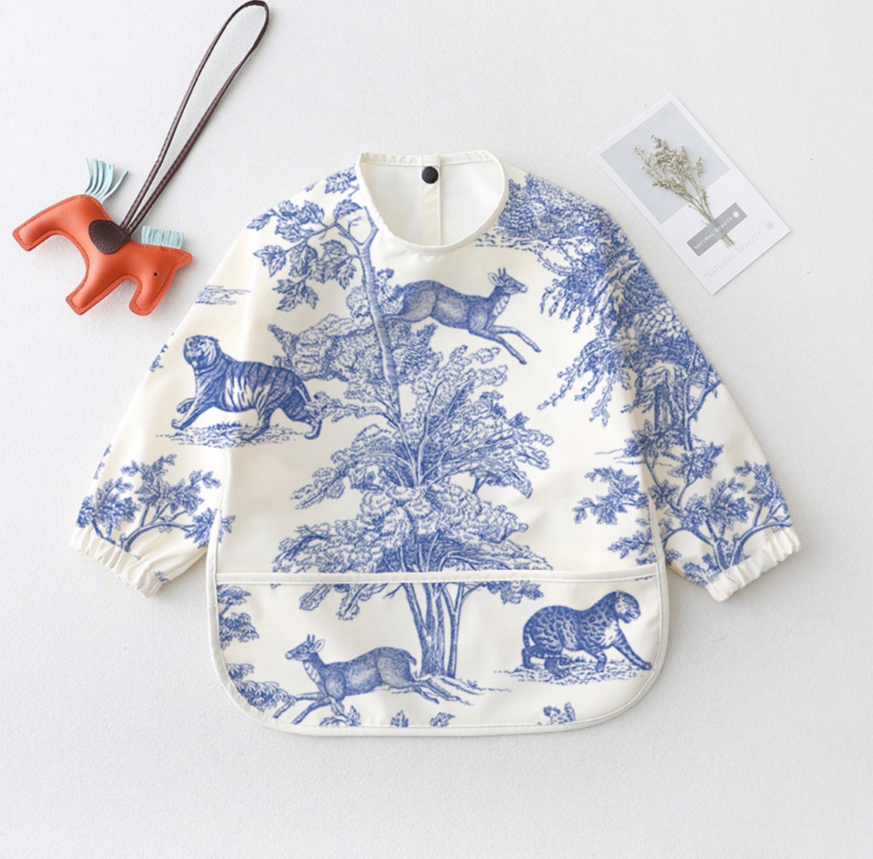 Tablier-Bavoir "L'Amore" - Bleu - Inspiration Toile De Jouy