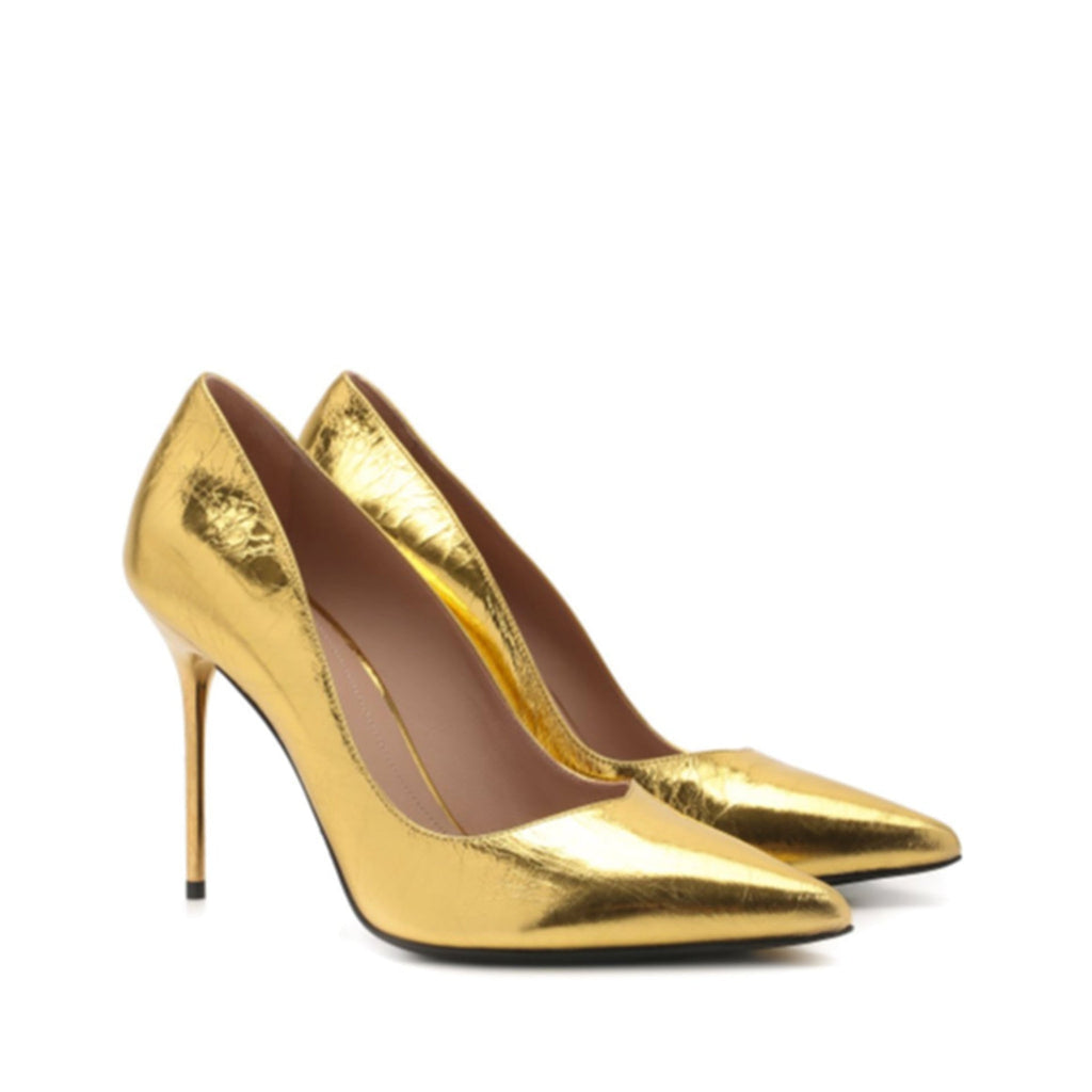 Escarpins Balmain Leather - Gold - Femme