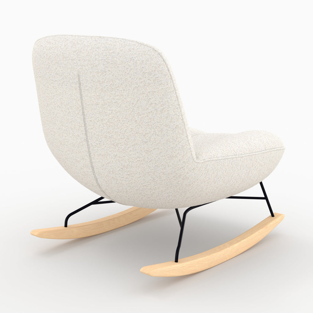 elvis rocking chair en tissu boucle blanc casse