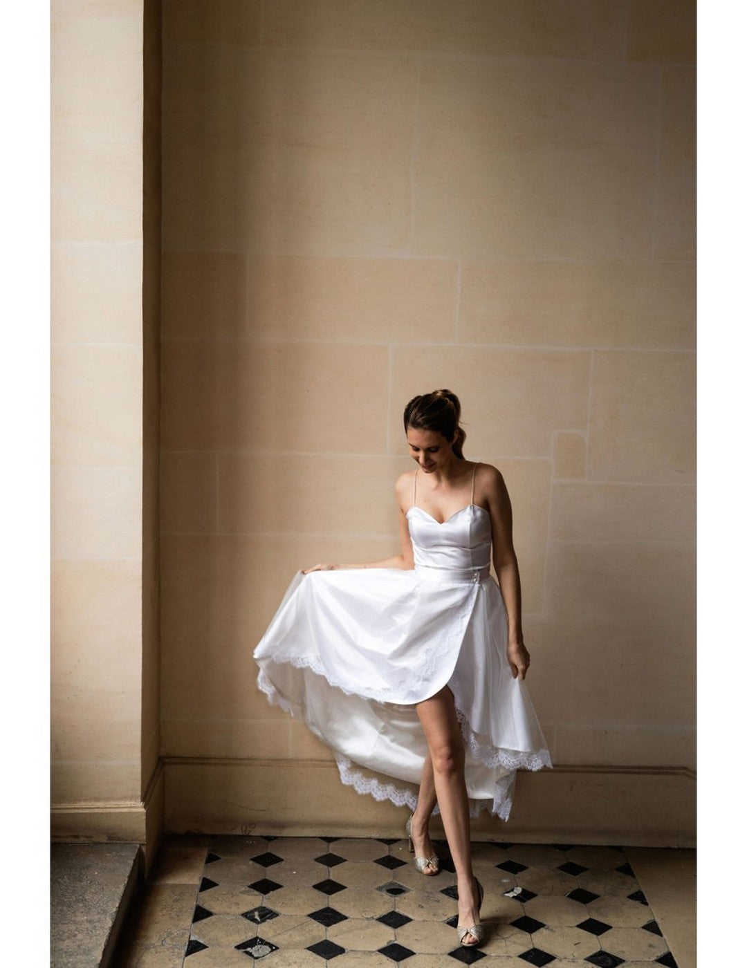 Ensemble De Mariée Duchesse Court - Ivoire