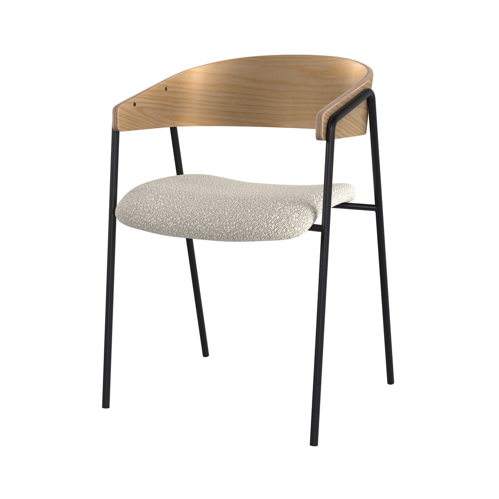 esmee chaise en tissu boucle blanc et bois de chene lot de 2