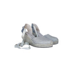 Espadrille Talon Haut Marbella Ruban - Lin Argenté - Femme ESPADRILLE TALON HAUT 8 centimètres plateforme de 2 centimètres Escadrille