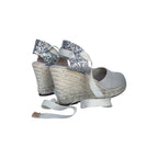 Espadrille Talon Haut Marbella Ruban - Lin Argenté - Femme ESPADRILLE TALON HAUT 8 centimètres plateforme de 2 centimètres Escadrille