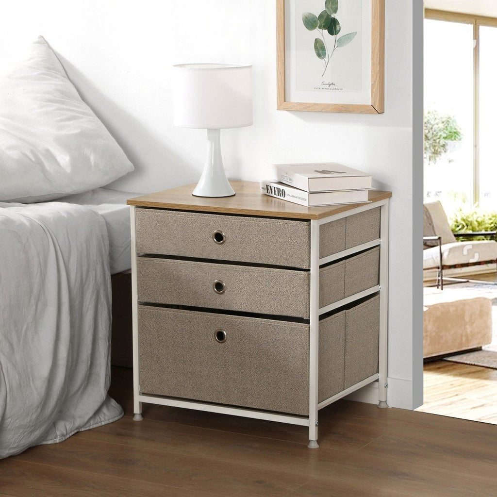 Commode 3 Tiroirs En Intissé Clair - L48 cm - Blanc