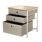 Commode 3 Tiroirs En Intissé Clair - L48 cm - Blanc