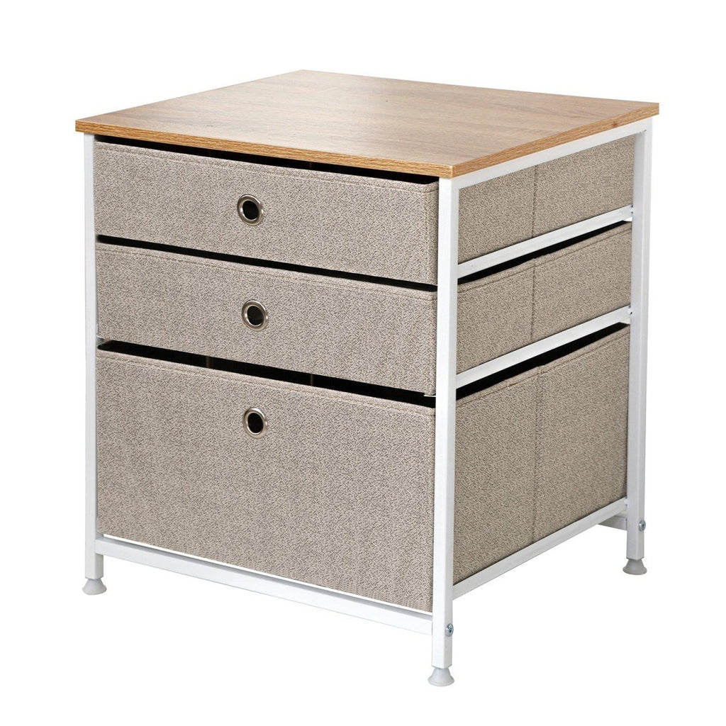 Commode 3 Tiroirs En Intissé Clair - L48 cm - Blanc