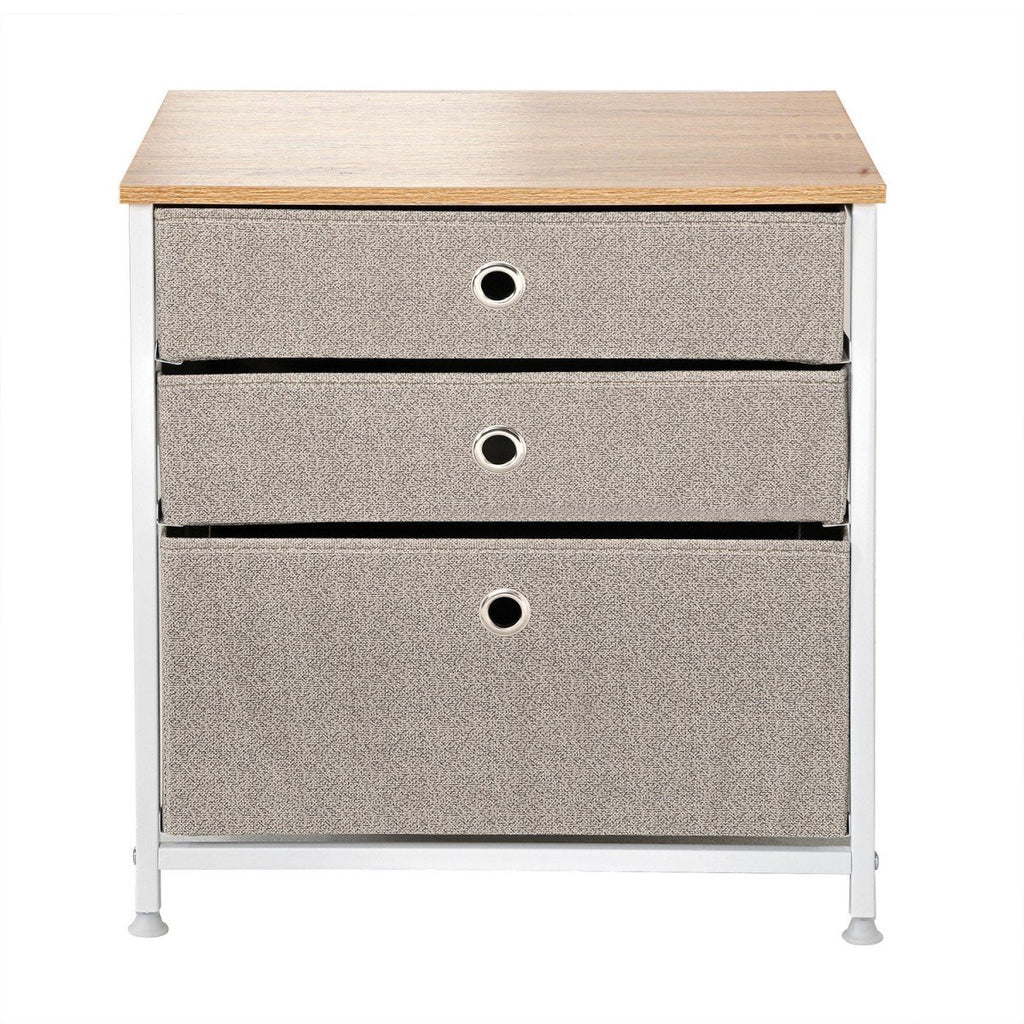 Commode 3 Tiroirs En Intissé Clair - L48 cm - Blanc