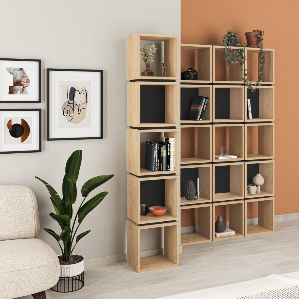 Étagère 5 Cases H167 cm - Lofty - Chêne Clair & Gris Anthracite