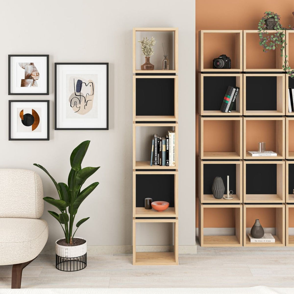 Étagère 5 Cases H167 cm - Lofty - Chêne Clair & Gris Anthracite